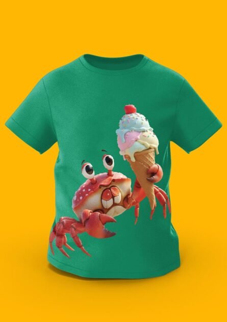 GoofyGiraffe "Scoopy Crab" Ice Cream Summer Kids TEE - Image 6