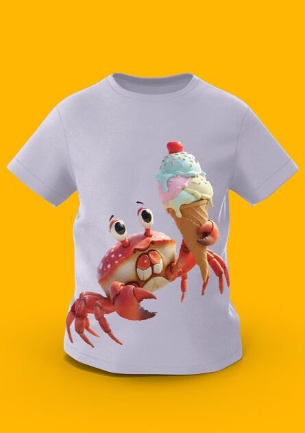 GoofyGiraffe "Scoopy Crab" Ice Cream Summer Kids TEE - Image 5