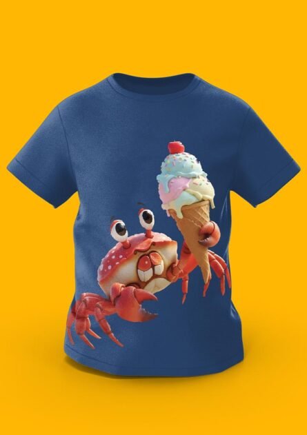 GoofyGiraffe "Scoopy Crab" Ice Cream Summer Kids TEE - Image 4