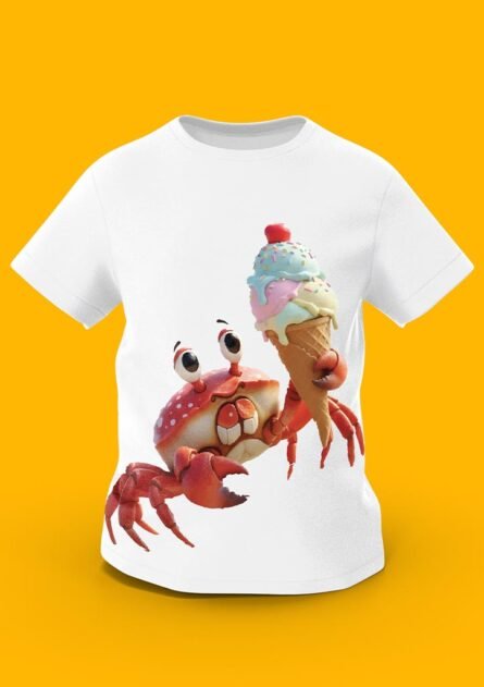 GoofyGiraffe "Scoopy Crab" Ice Cream Summer Kids TEE - Image 3