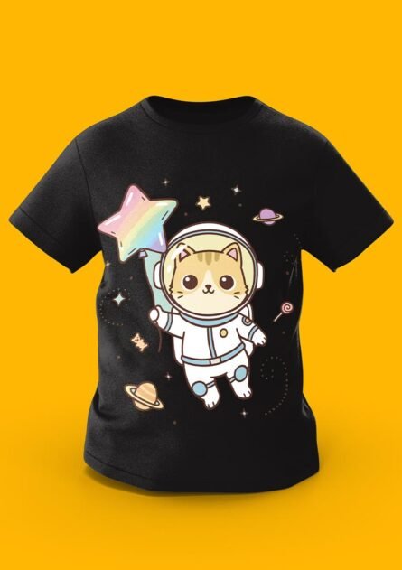 GoofyGiraffe "Meowventure" Space Astronaut Kids TEE - Image 6