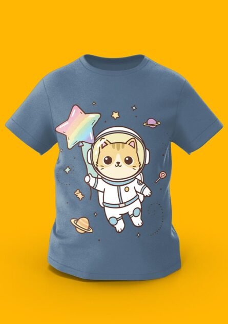 GoofyGiraffe "Meowventure" Space Astronaut Kids TEE - Image 3