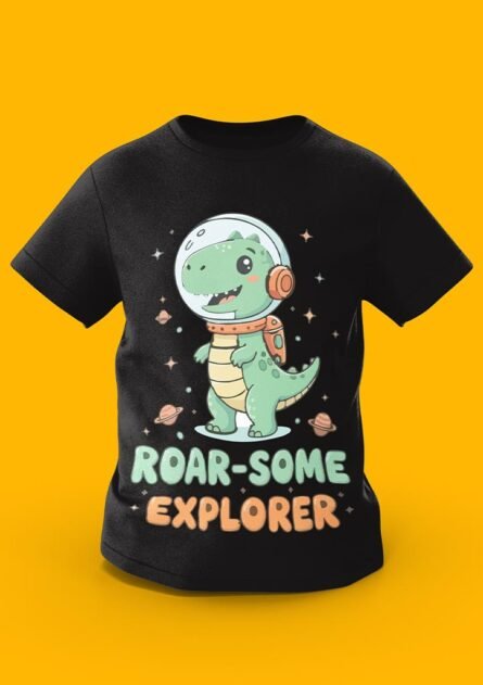GoofyGiraffe "Roar-Some Explorer" Dino Astronaut Kids TEE - Image 6