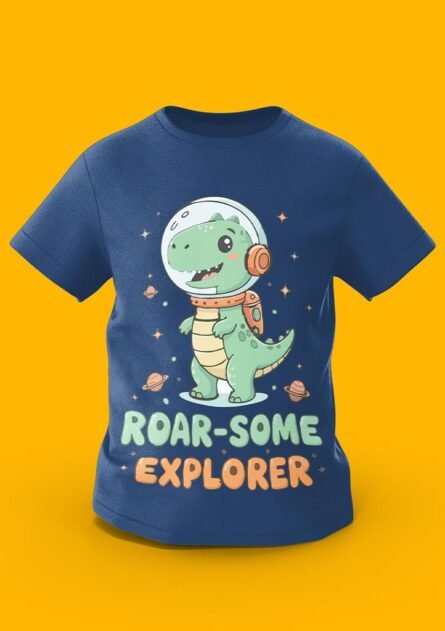 GoofyGiraffe "Roar-Some Explorer" Dino Astronaut Kids TEE - Image 4