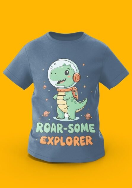 GoofyGiraffe "Roar-Some Explorer" Dino Astronaut Kids TEE - Image 3