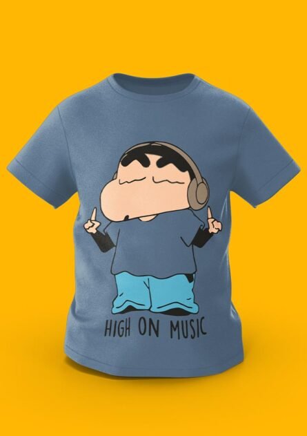 GoofyGiraffe "Shinchan High on Music" Headphones Kids TEE - Image 3