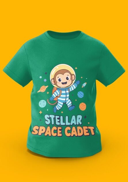 GoofyGiraffe "Stellar Space Cadet" Monkey Astronaut Kids TEE - Image 3