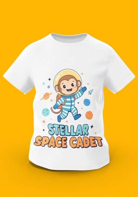 GoofyGiraffe "Stellar Space Cadet" Monkey Astronaut Kids TEE - Image 4