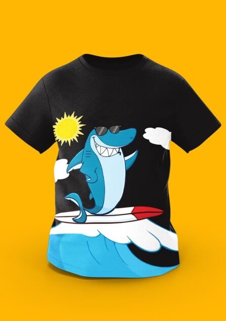 GoofyGiraffe "Wave Rider" Surfing Shark Kids TEE - Image 6