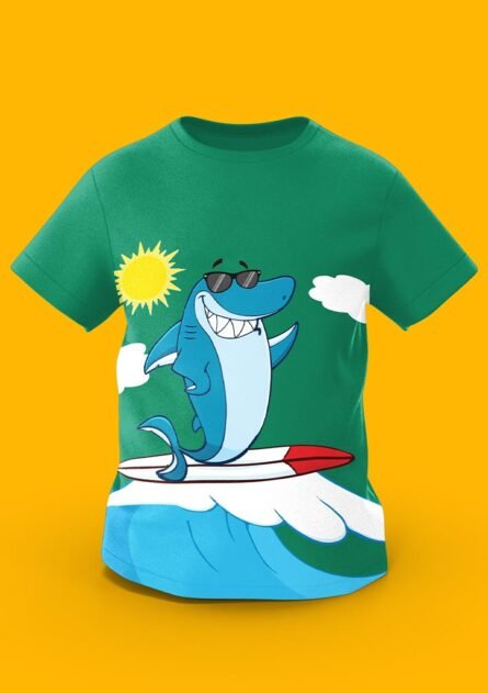 GoofyGiraffe "Wave Rider" Surfing Shark Kids TEE - Image 5