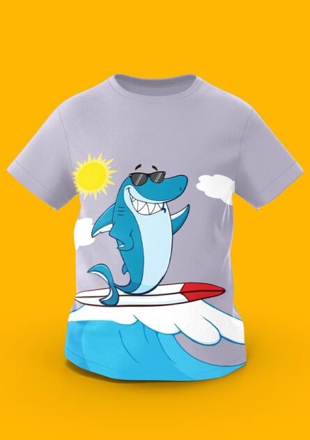 GoofyGiraffe "Wave Rider" Surfing Shark Kids TEE - Image 4