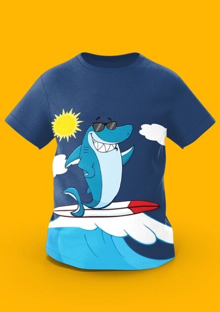 GoofyGiraffe "Wave Rider" Surfing Shark Kids TEE - Image 3