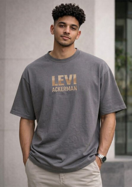 Levi Ackerman Attack Anime Drop Shoulder T-Shirt - Image 3