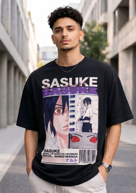 Sasuke Anime Statement Drop Shoulder T-Shirt - Image 5