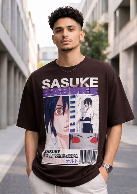 Sasuke Anime Statement Drop Shoulder T-Shirt - Image 3