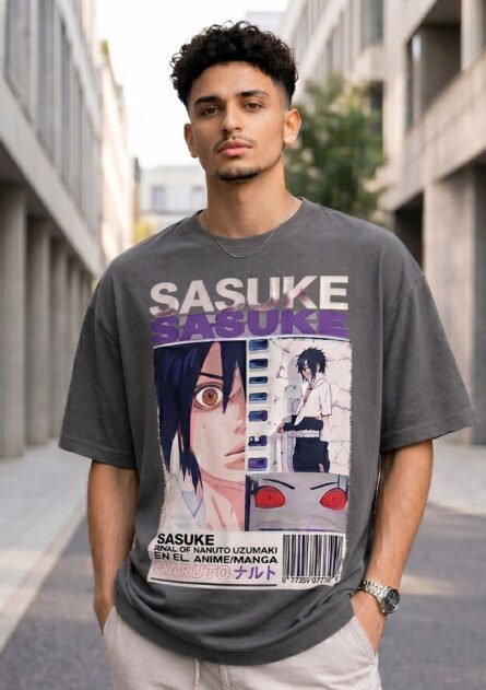 Sasuke Anime Statement Drop Shoulder T-Shirt