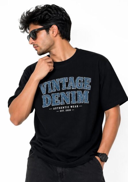 Vintage Denim - Premium Drop Shoulder Tee - Image 7