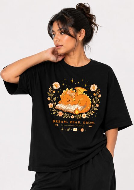 GoofyGiraffe "Dream • Read • Grow" Drop Shoulder T-Shirt - Image 5