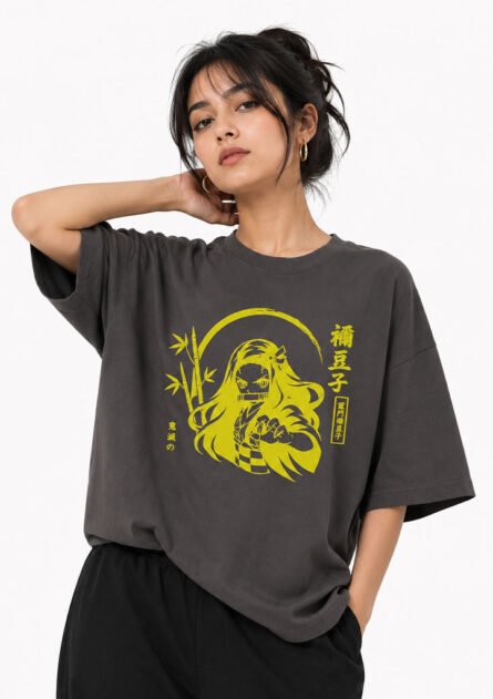 GoofyGiraffe "Nezuko Kamado" Drop Shoulder T-Shirt - Image 3