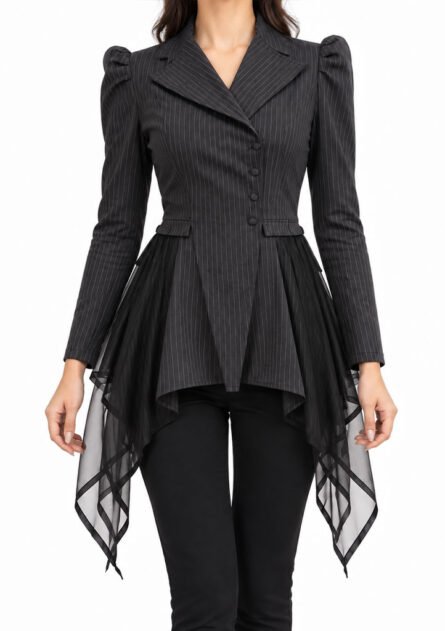GoofyGiraffe "Noir Tulle Tail" Designer Blazer Top - Image 3