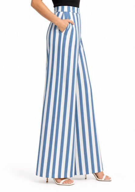 GoofyGiraffe "Blue Riviera Stripe" Women's Stripe Trouser - Image 3